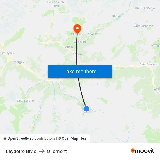 Laydetre Bivio to Ollomont map