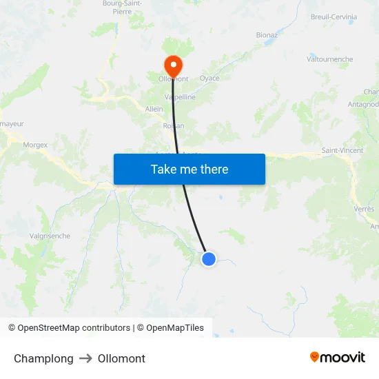 Champlong to Ollomont map