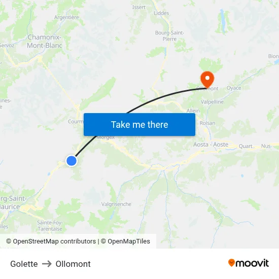 Golette to Ollomont map