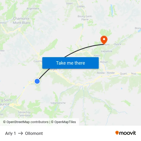 Arly 1 to Ollomont map