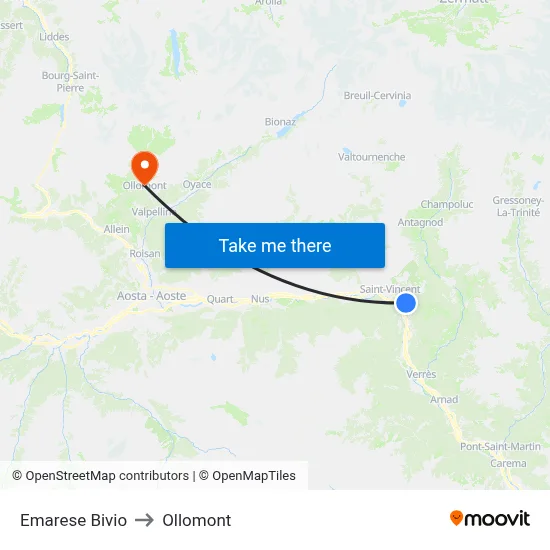 Emarese Bivio to Ollomont map