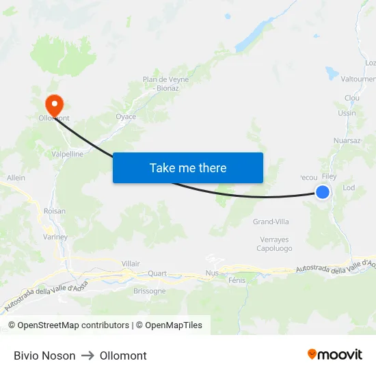 Noson Junction to Ollomont map