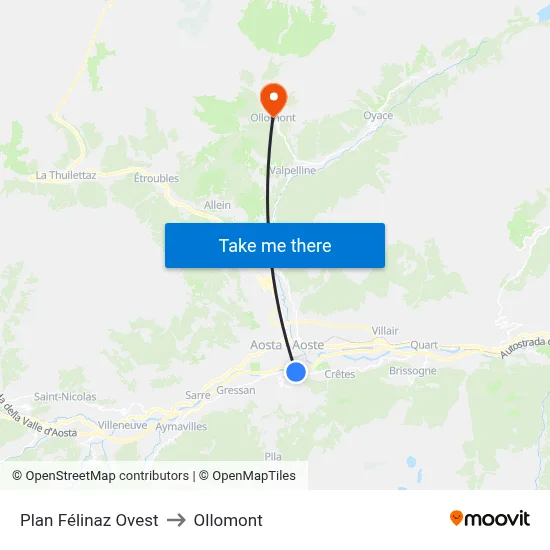 Plan Félinaz West to Ollomont map