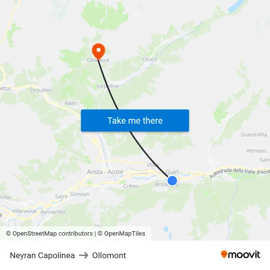 Neyran Terminal to Ollomont map