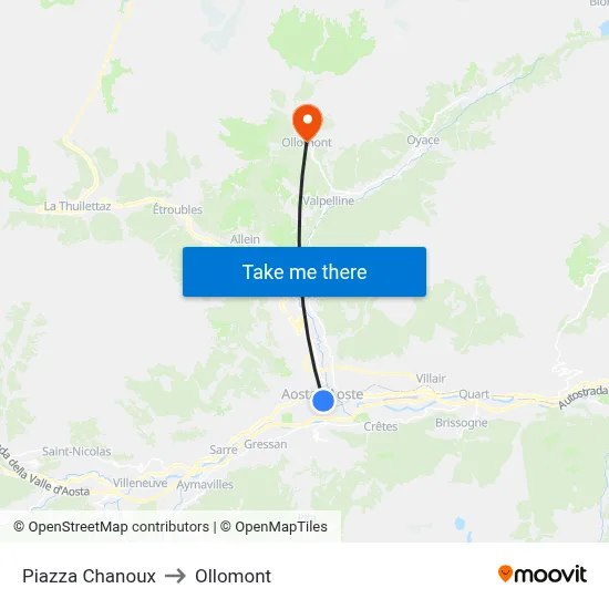 Chanoux Square to Ollomont map