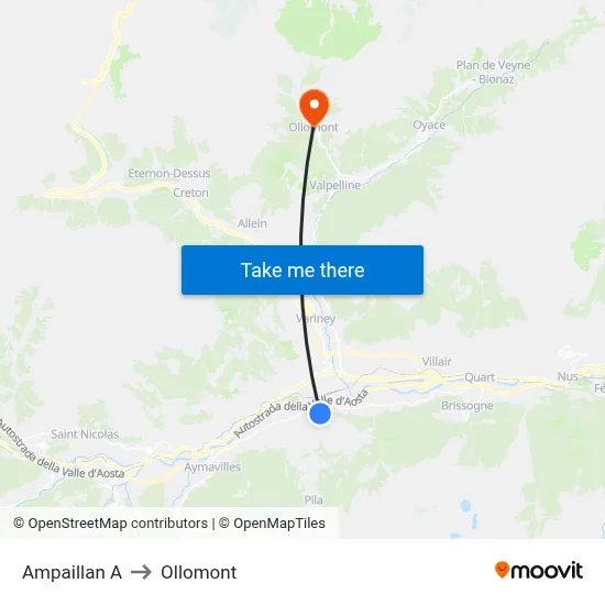 Ampaillan A to Ollomont map