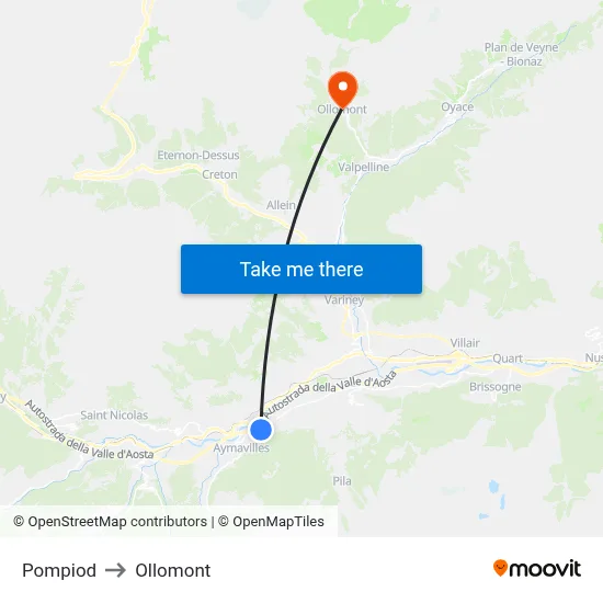 Pompiod to Ollomont map