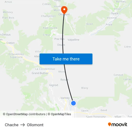 Chache to Ollomont map