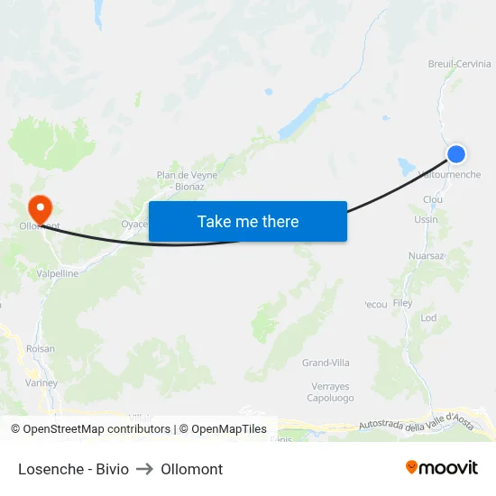 Losenche - Junction to Ollomont map