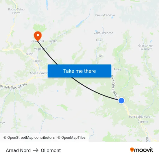 Arnad North to Ollomont map