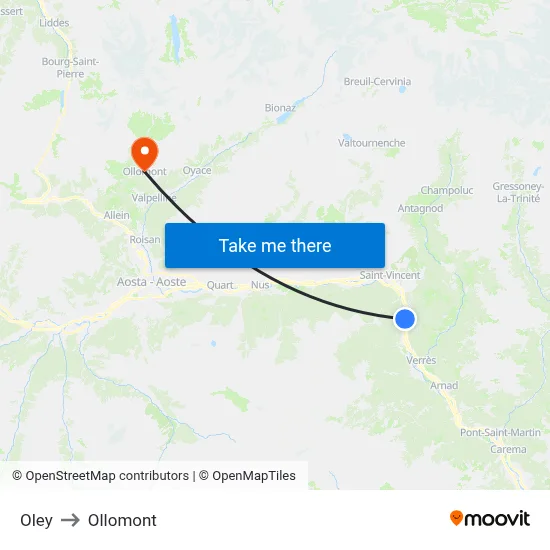 Oley to Ollomont map
