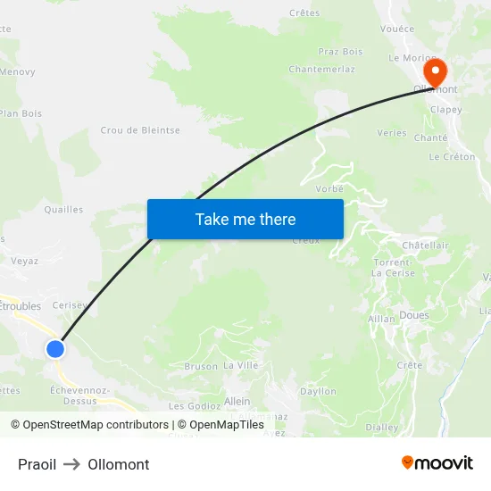 Praoil to Ollomont map