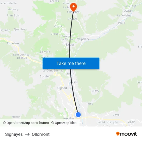 Signayes to Ollomont map