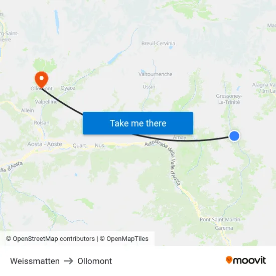 Weissmatten to Ollomont map