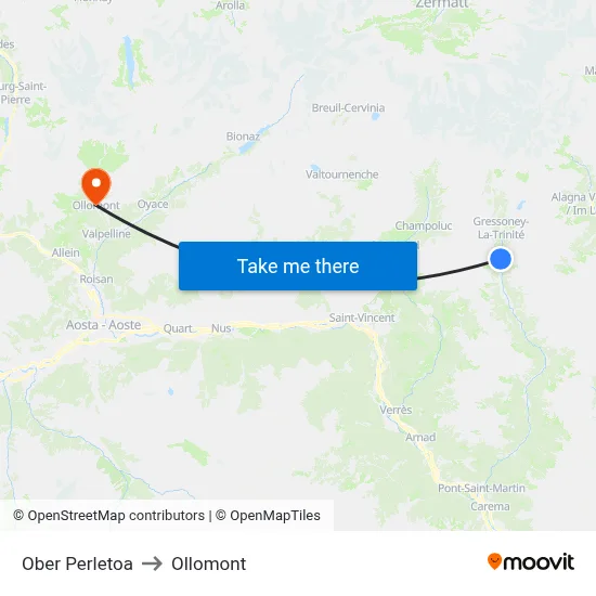 Upper Perletoa to Ollomont map