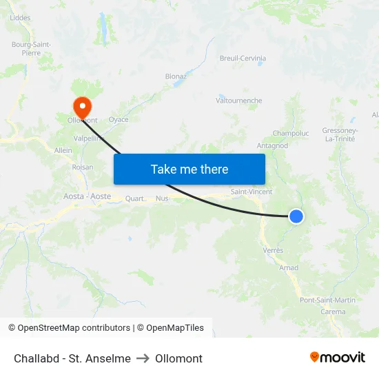 Challabd - St. Anselme to Ollomont map