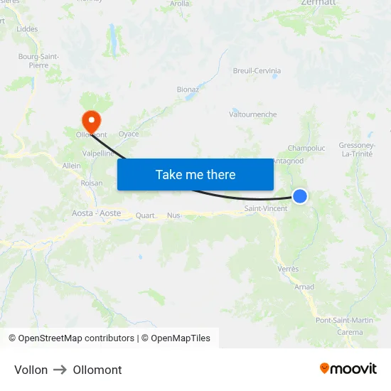 Vollon to Ollomont map