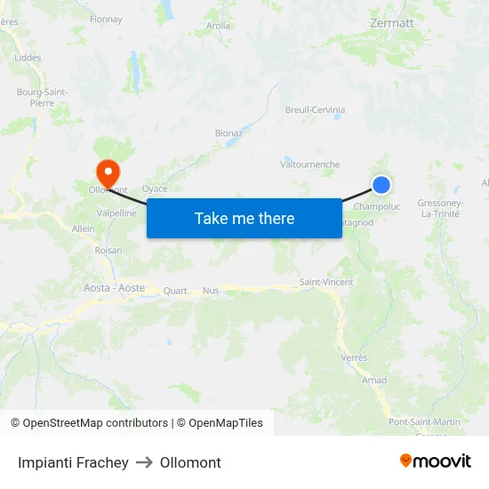 Frachey Facilities to Ollomont map