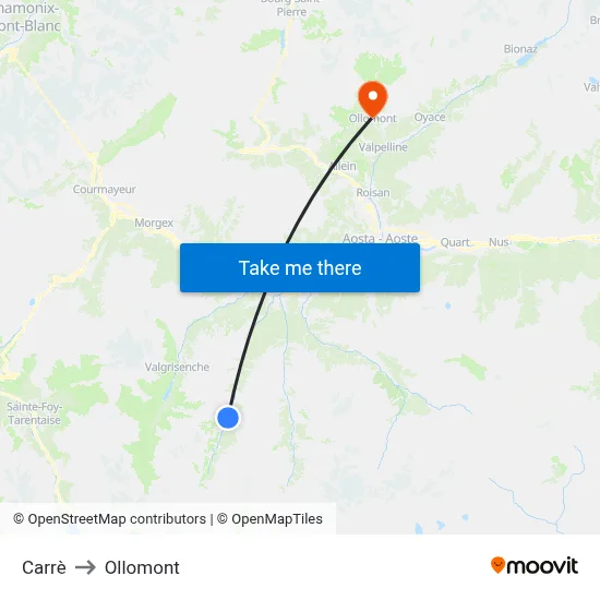 Carrè to Ollomont map