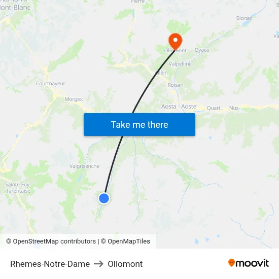 Rhemes-Notre-Dame to Ollomont map