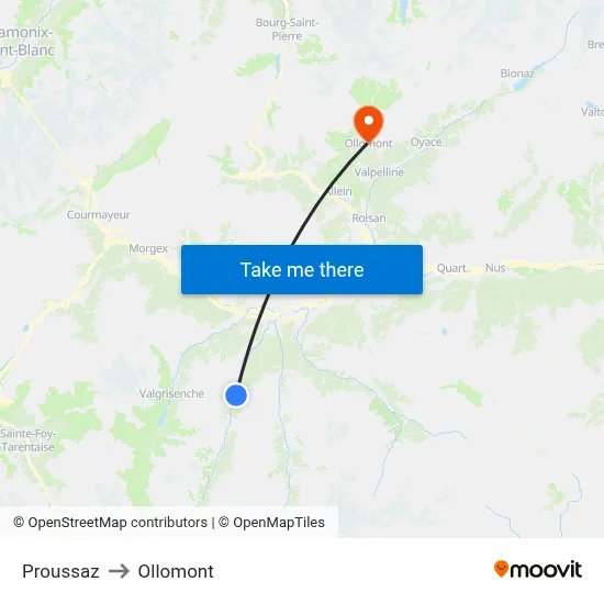 Proussaz to Ollomont map