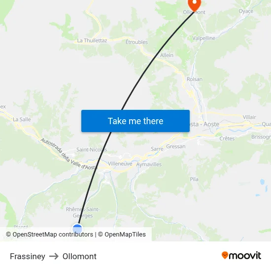 Frassiney to Ollomont map