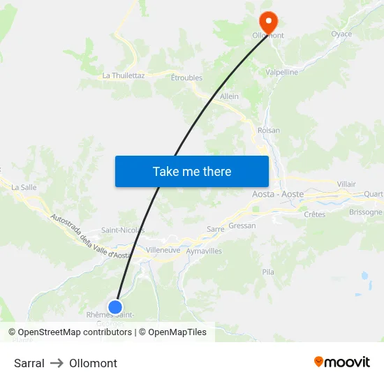 Sarral to Ollomont map