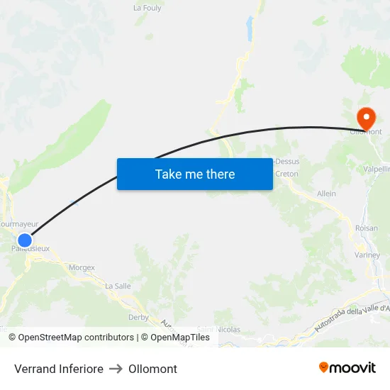Lower Verrand to Ollomont map