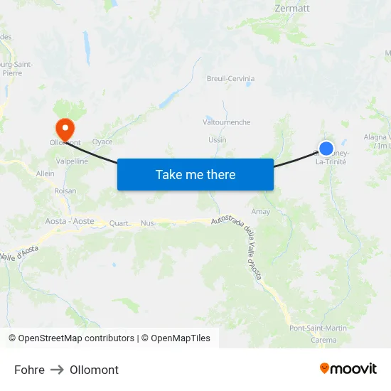 Fohre to Ollomont map