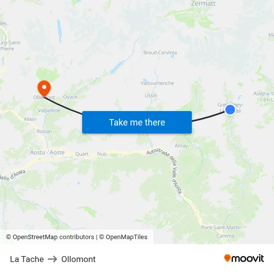 La Tache to Ollomont map