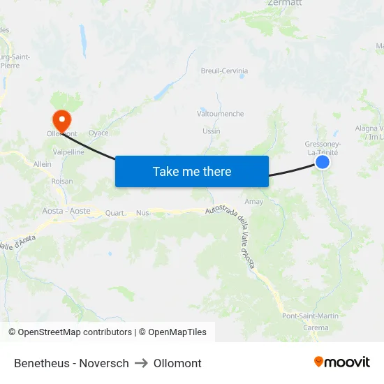 Benetheus - Noversch to Ollomont map