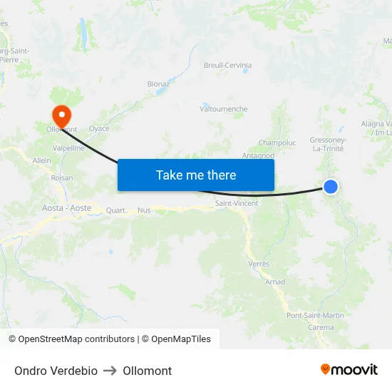 Lower Verdebio to Ollomont map