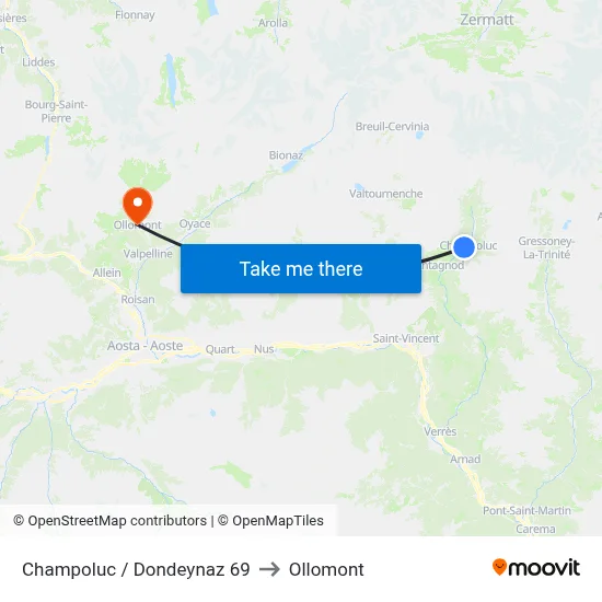 Champoluc / Dondeynaz 69 to Ollomont map