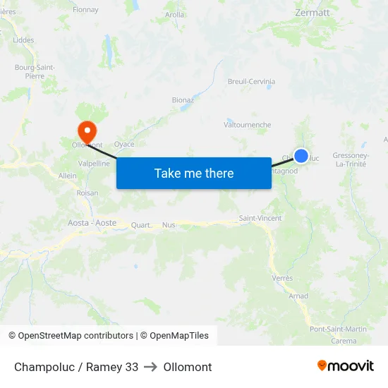 Champoluc / Ramey 33 to Ollomont map