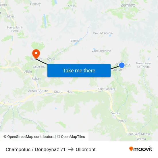 Champoluc / Dondeynaz 71 to Ollomont map