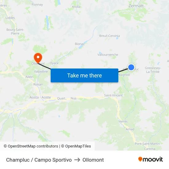 Champluc / Sports Field to Ollomont map