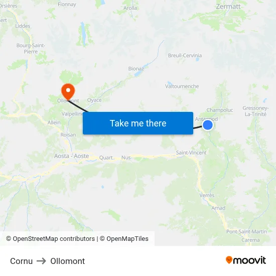 Cornu to Ollomont map