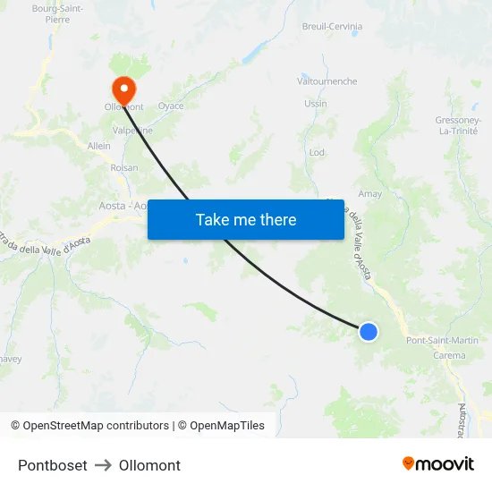 Pontboset to Ollomont map