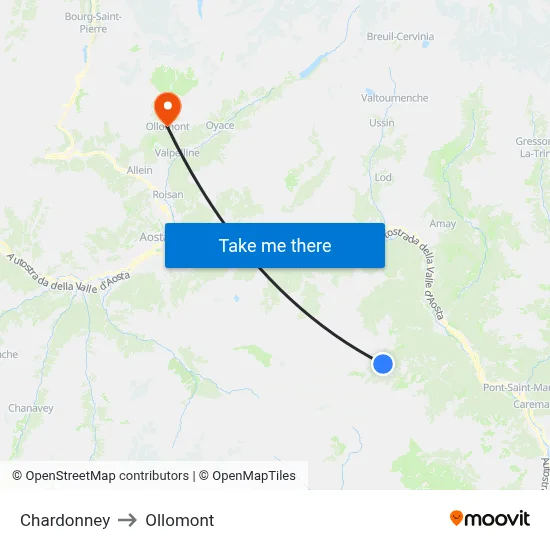Chardonney to Ollomont map