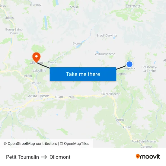 Petit Tournalin to Ollomont map
