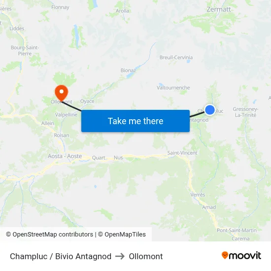 Champluc / Antagnod Junction to Ollomont map