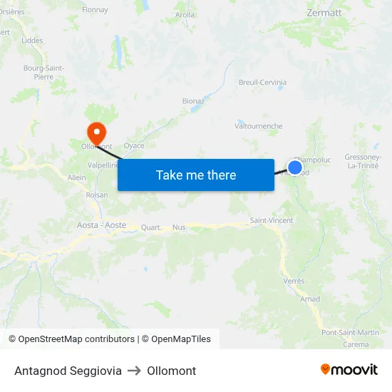 Antagnod Chairlift to Ollomont map