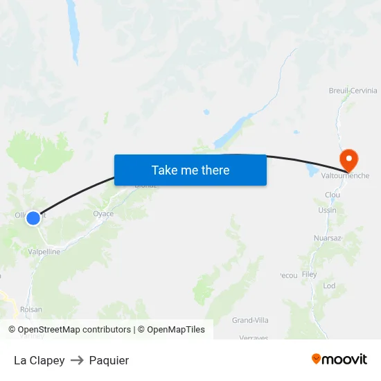 La Clapey to Paquier map