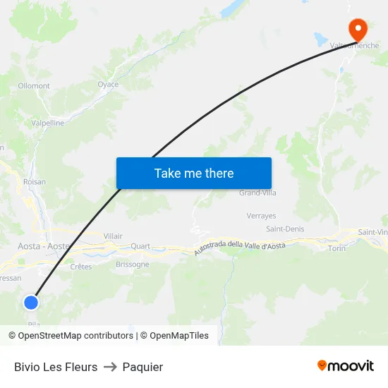 Bivio Les Fleurs to Paquier map