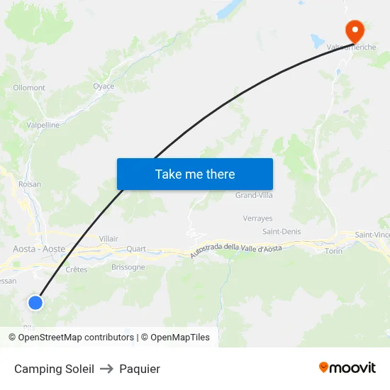 Camping Soleil to Paquier map