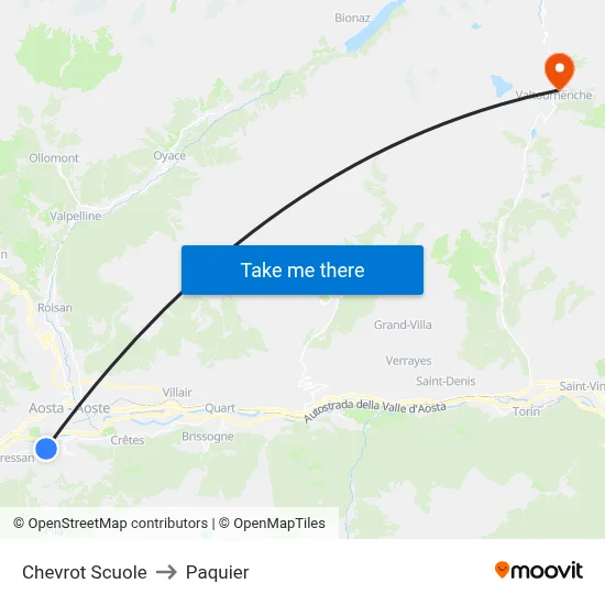 Chevrot Scuole to Paquier map