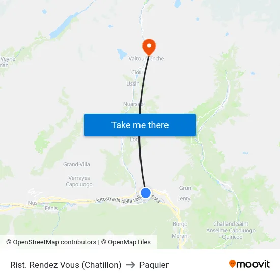 Restaurant Rendez Vous (Chatillon) to Paquier map