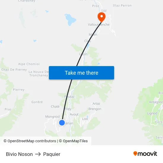 Noson Junction to Paquier map