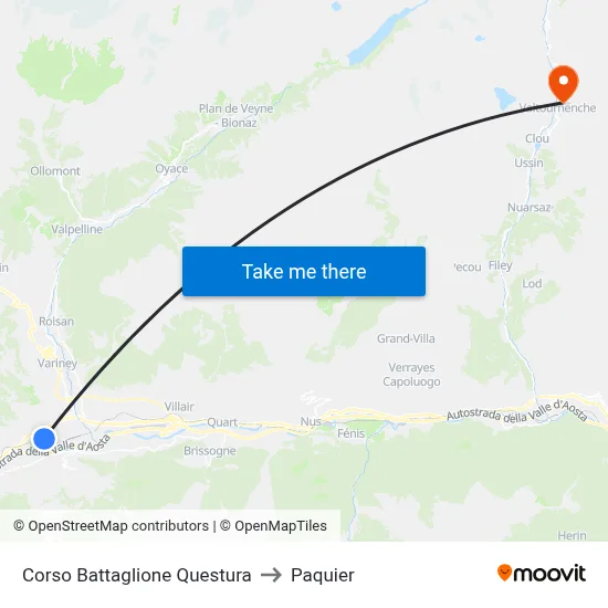 Battaglione Course Police Station to Paquier map