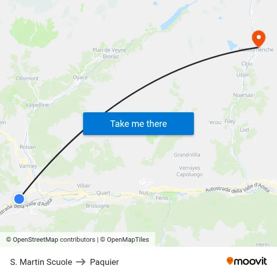 St. Martin Schools to Paquier map